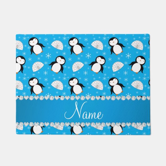 Namehimmelblau Penguinsigluschneeflocken Fußmatte (Vorderseite)