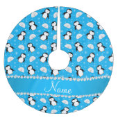 Namehimmelblau Penguinsigluschneeflocken Polyester Weihnachtsbaumdecke (Vorderseite)