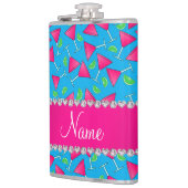 Namehimmelblau-Rosakosmoskalke Flachmann (Links)