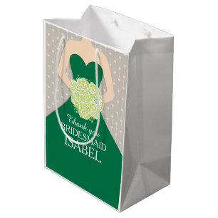 Namehochzeitsbrautjungferngrün-Kleidertasche Mittlere Geschenktüte