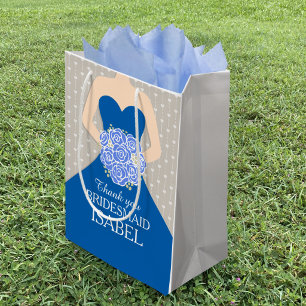 Namehochzeitsbrautjungfernkleiderblaue Tasche Mittlere Geschenktüte
