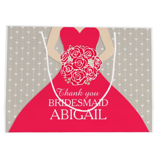 Namehochzeitsbrautjungfernkleiderrottasche Große Geschenktüte (Rückseite)