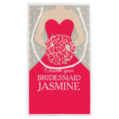 Namehochzeitsbrautjungfernkleiderrottasche Kleine Geschenktüte (Rückseite)