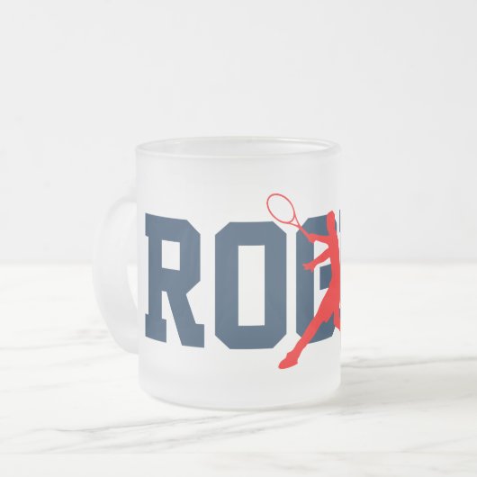 Namemattiertes Glastennisspieler-Tassengeschenk Mattglastasse (Vorderseite Links)