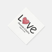 Namen & Datum Liebe Kritzel Herz Modern Minimalist Serviette (Ecke)