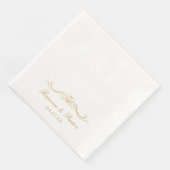 Namen Datum Moderne, elegante Goldskripte Hochzeit Serviette (Ecke)