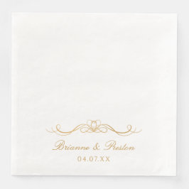 Namen Datum Moderne, elegante Goldskripte Hochzeit Serviette