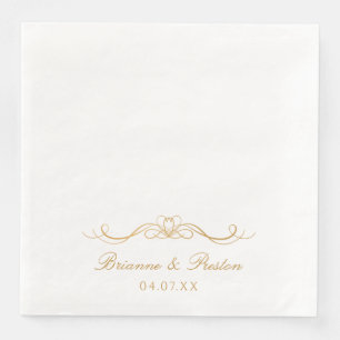 Namen Datum Moderne, elegante Goldskripte Hochzeit Serviette
