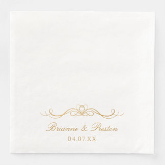 Namen Datum Moderne, elegante Goldskripte Hochzeit Serviette