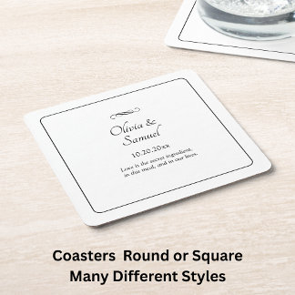 Namen Datum Nachricht Schwarz Weiß Unendlichkeit S Rechteckiger Pappuntersetzer