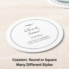 Namen Datum Nachricht Schwarz Weiß Unendlichkeit S Runder Pappuntersetzer