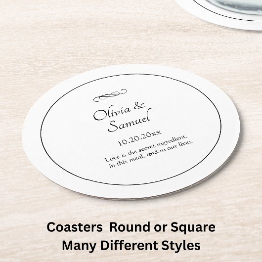 Namen Datum Nachricht Schwarz Weiß Unendlichkeit S Runder Pappuntersetzer