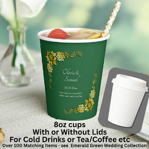 Namen Datum Nachricht Smaragdgrün & Gold 8oz Pappbecher
