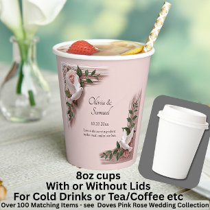 Namen Datum Nachricht Taube Rosa Rosen 8oz Pappbecher