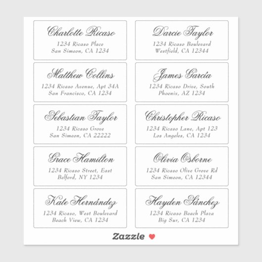 Namen der Gäste Anschrift Personalisiertes Versand Aufkleber (Blatt)