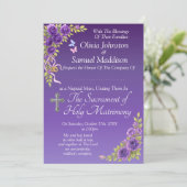 Namen der Gäste, Christliche Lila Mauve-Blume Weiß Einladung (Stehend Vorderseite)