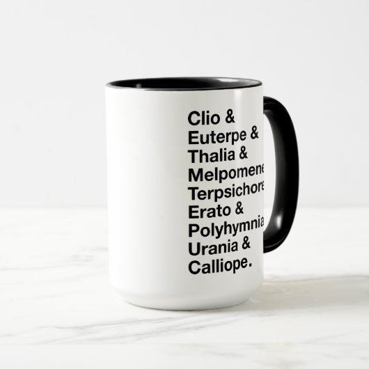 Namen der neun Mäuse in griechischer und englische Tasse (VorderseiteRechts)