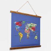 Namen der Weltkarte Wandteppich Mit Holzrahmen (Gewinkelt)