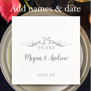 Namen des Paares Moderne 25. Hochzeitstag-Feier Serviette