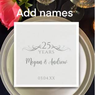 Namen des Paares Moderne 25. Hochzeitstag Serviette