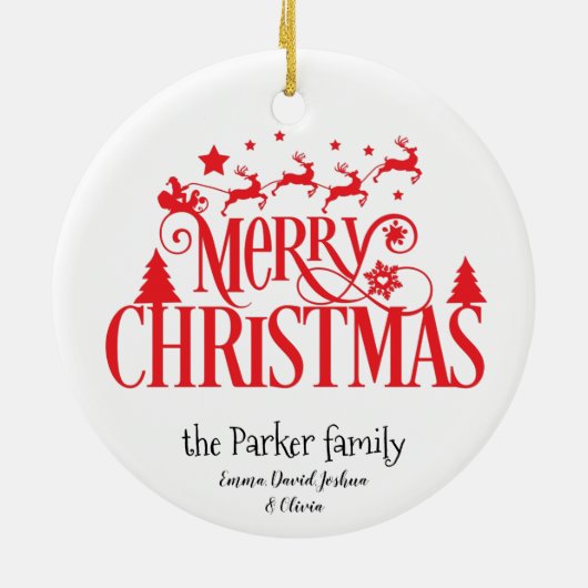 Namen des Weihnachtsmanns, der fliegenden Rentiere Keramik Ornament (Hinten)