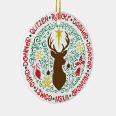 Namen des Weihnachtsmanns, der fliegenden Rentiere Keramik Ornament (Rechts)