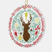 Namen des Weihnachtsmanns, der fliegenden Rentiere Keramik Ornament (Links)