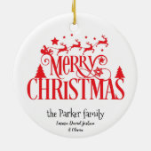 Namen des Weihnachtsmanns, der fliegenden Rentiere Keramik Ornament (Hinten)