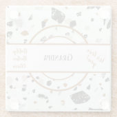 Namen | Earth Tones Terrazzo Grandpa Vater Glasuntersetzer (Rückseite)