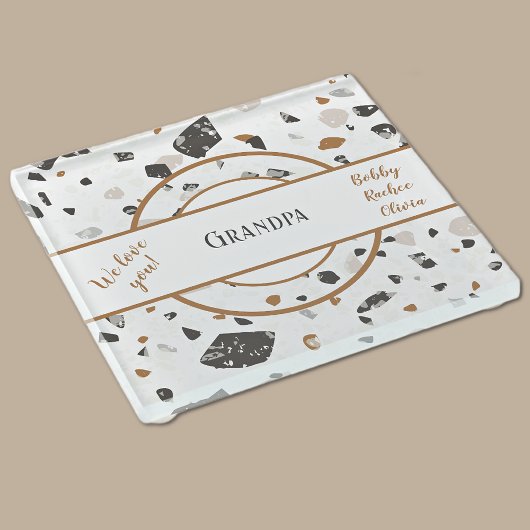 Namen | Earth Tones Terrazzo Grandpa Vater Glasuntersetzer