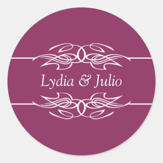 Namen Einladung Dunkle Himbeere Runder Aufkleber (Vorderseite)