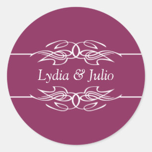 Namen Einladung Dunkle Himbeere Runder Aufkleber