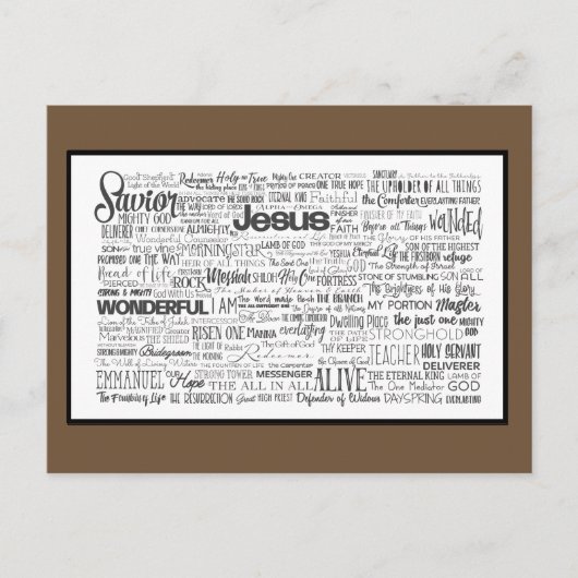 Namen Gottes Brown White Postkarte (Vorderseite)