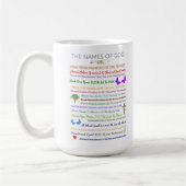 Namen Gottes und ihre Bedeutung mehrfarbiger Text Kaffeetasse (Links)