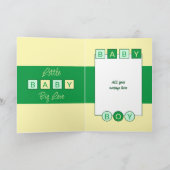 Namen Grün gelber neuer Baby-Junge hinzufügen Karte (Innenseite)
