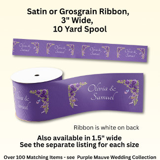 Namen hinzufügen, 3" Lila Mauve-Blume und Weiß Ripsband