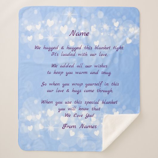 Namen hinzufügen, den Text ändern, den wir hierübe Sherpadecke (Vorderseite)