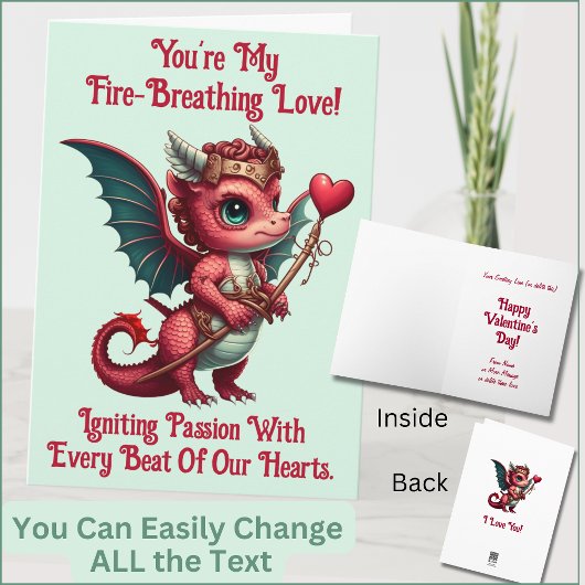 Namen hinzufügen, Dragon Valentinstag Card Rotes H Karte
