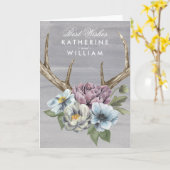 Namen hinzufügen | Floral Deer Antlers Karte (Gelbe Blume)