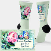 Namen hinzufügen, Großmutter Rosa Rose Blütenblau Socken