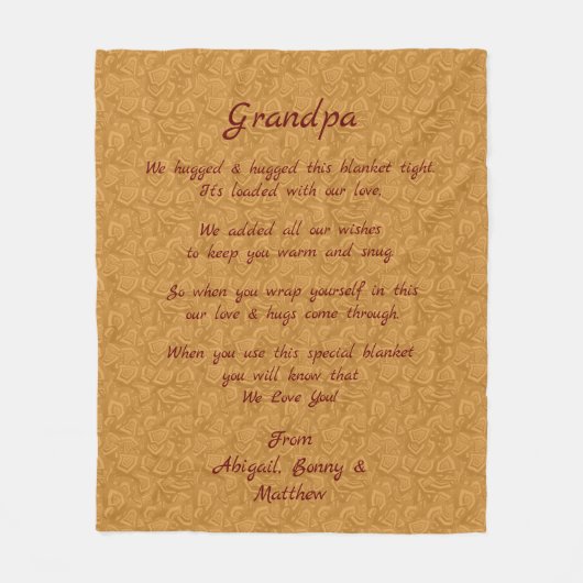 Namen hinzufügen, jeden Text ändern, den wir in di Fleecedecke (Vorderseite)