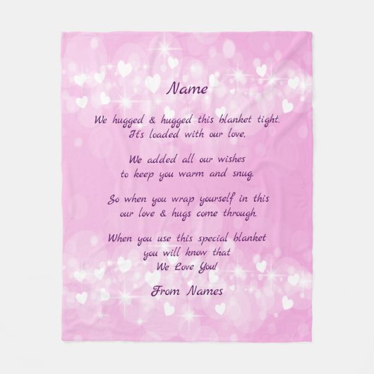 Namen hinzufügen, jeden Text ändern, den wir in di Fleecedecke (Vorderseite)