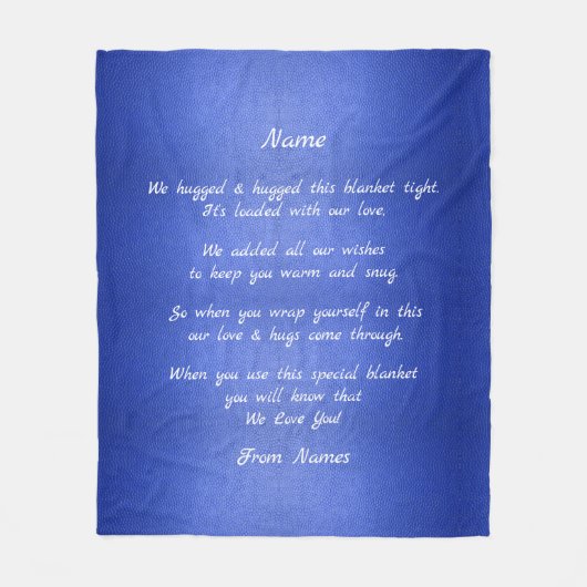 Namen hinzufügen, jeden Text ändern, den wir in di Fleecedecke (Vorderseite)