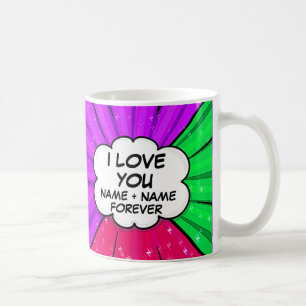 Namen hinzufügen Valentinstag I Liebe Pop Art Comi Kaffeetasse