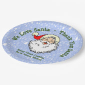 Namen hinzufügen, wir Liebe Santa - Danke Santa 9" Pappteller (Schrägansicht)