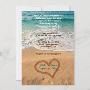 Namen im Herzen am Strand Hochzeit Einladung
