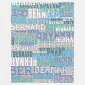 Namen in den Farbtönen von Küstenblau mit grauem S Fleecedecke (Vorderseite)