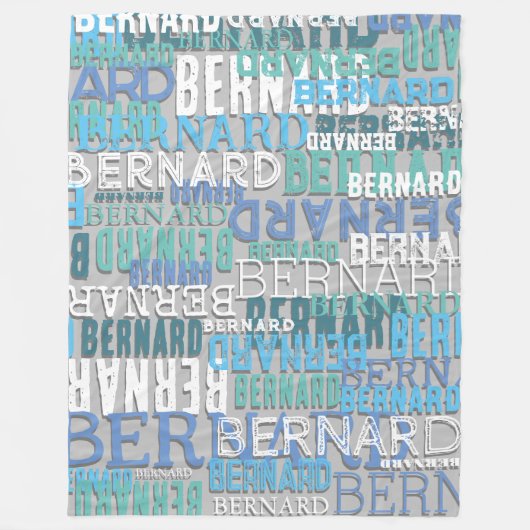 Namen in den Farbtönen von Küstenblau mit grauem S Fleecedecke (Vorderseite)