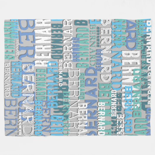 Namen in den Farbtönen von Küstenblau mit grauem S Fleecedecke (Vorderseite (Horizontal))