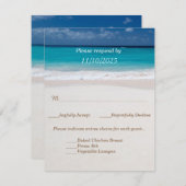 Namen in Herz auf der Sand Wedding RSVP Karte (Vorne/Hinten)